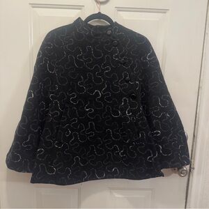 Chic Wool Blend Black and Gray Women's Cape